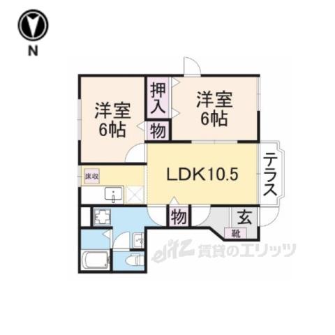 ツインハーモニーⅠ(2LDK/1階)の間取り写真