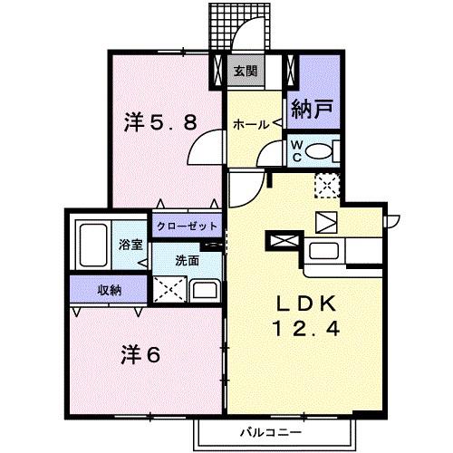 プリムローズI(2LDK/1階)の間取り写真