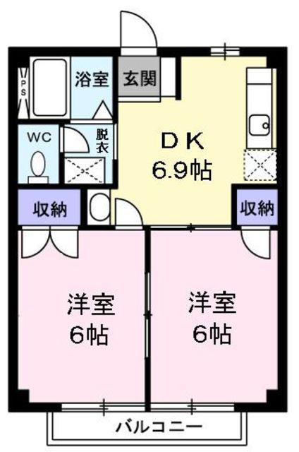 ファミール木下(2DK/1階)の間取り写真