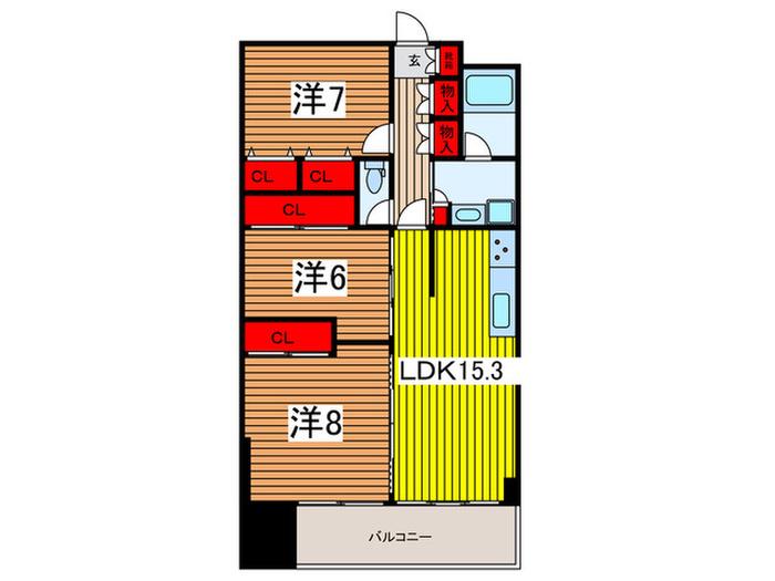PLENDY浦和別所(3LDK/3階)の間取り写真