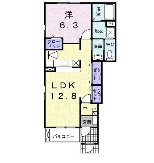 フォーリストパーク(1LDK/1階)の間取り写真