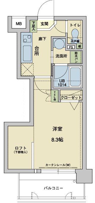 アクタス天神アネックス(1K/5階)の間取り写真