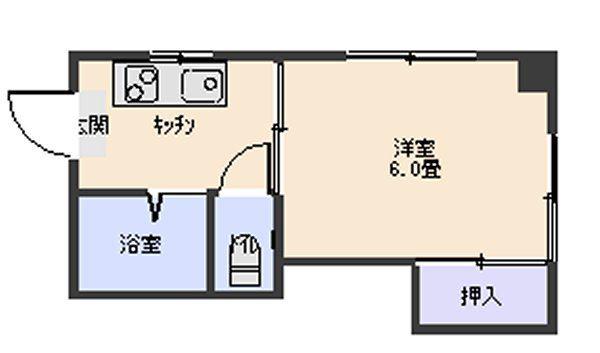 錦江台ハイツ(1K/1階)の間取り写真