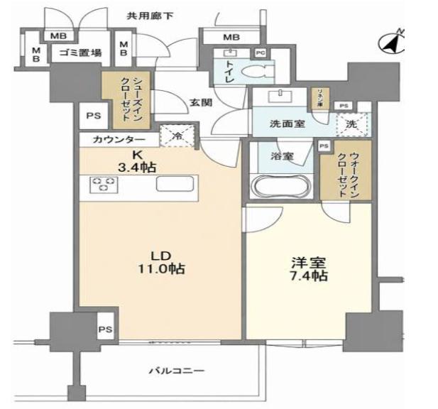 プレミスト六番町(1LDK/4階)の間取り写真
