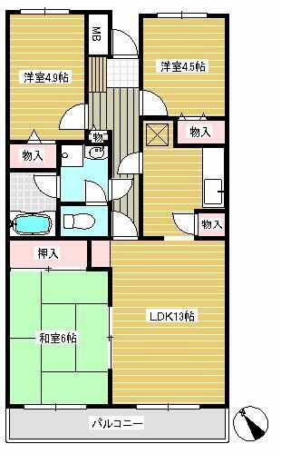 ウィスタリア大泉学園(3LDK/1階)の間取り写真