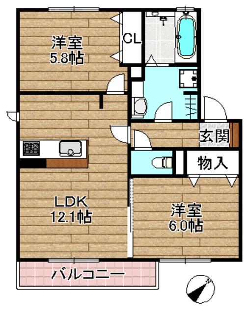 ゴラッソ(2LDK/1階)の間取り写真