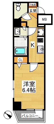 エヌステージ西船橋市川(1K/3階)の間取り写真