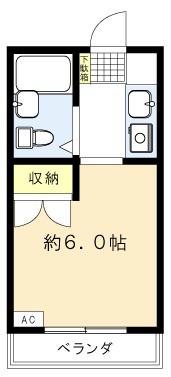 セントラルハイツ(1K/2階)の間取り写真