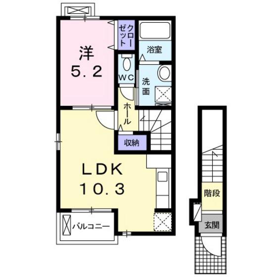TSヴィラ(1LDK/2階)の間取り写真