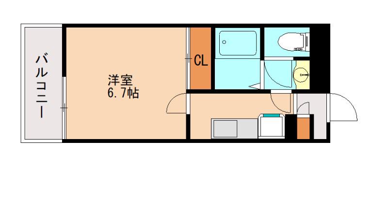 クレイノ比恵町(1K/1階)の間取り写真