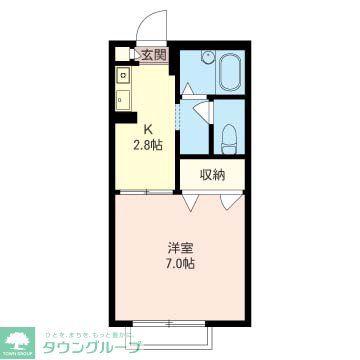 アトリオB(1K/2階)の間取り写真