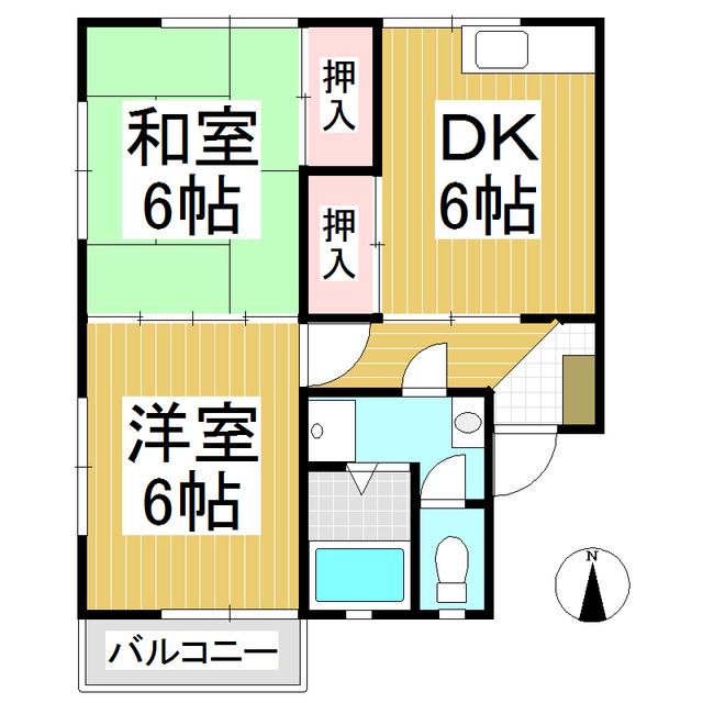 コーポラス綱島(2DK/1階)の間取り写真