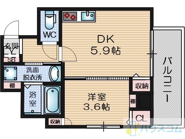 ライブガーデン千里丘東(1DK/3階)の間取り写真