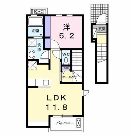 フラメゾン(1LDK/2階)の間取り写真