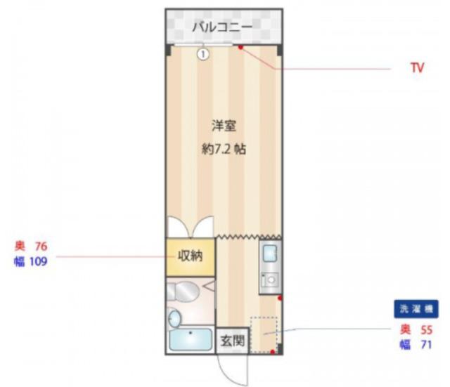 ロイヤル国立(1K/2階)の間取り写真