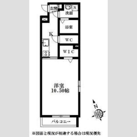 グランストーク八幡(1K/1階)の間取り写真