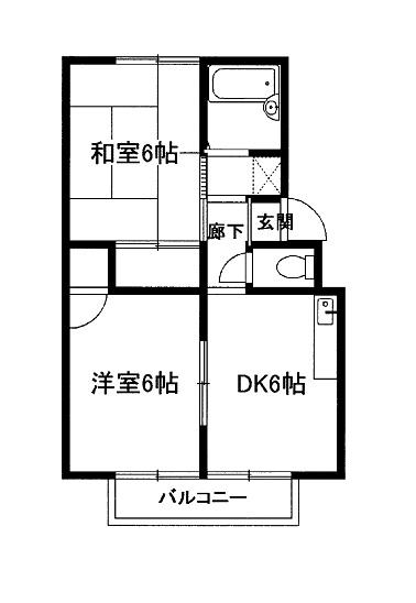 セジュールB棟(2DK/2階)の間取り写真