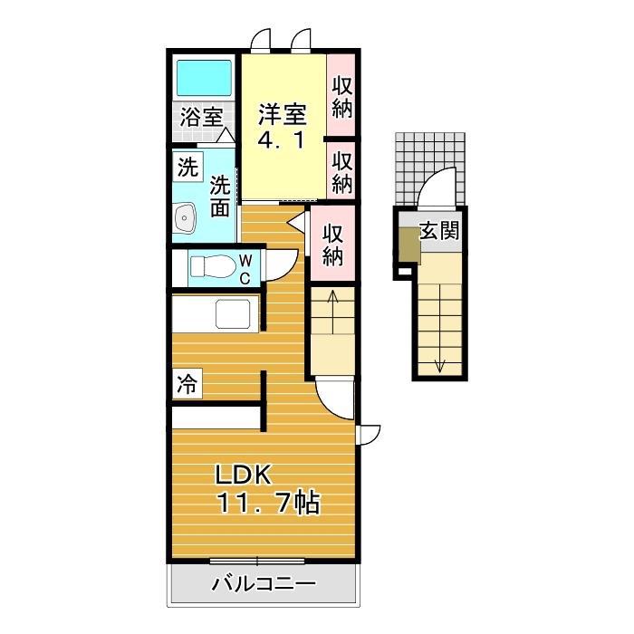 シャトーさくら(1LDK/2階)の間取り写真