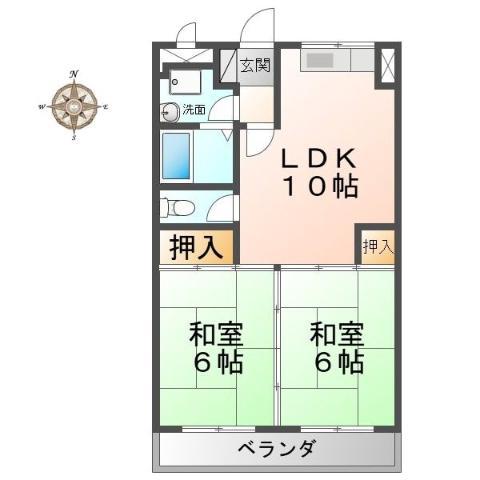 シンメイビル(2LDK/3階)の間取り写真