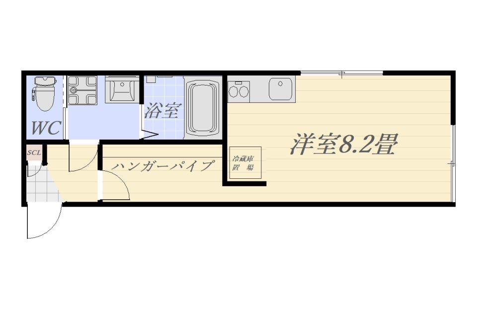 BRANCH鴨池(ワンルーム/2階)の間取り写真