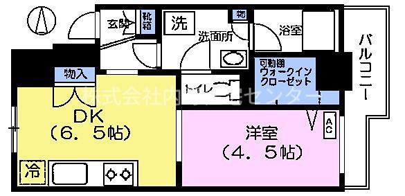 エターナル桜台(1DK/6階)の間取り写真