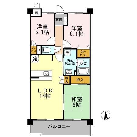 ヴォーリバージュIII(3LDK/2階)の間取り写真