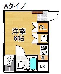 南海本線 住ノ江駅 徒歩5分 4階建 築32年(ワンルーム/1階)の間取り写真