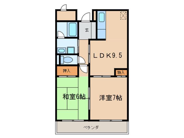 ジュエルコート甲子園口Ⅱ(2LDK/2階)の間取り写真