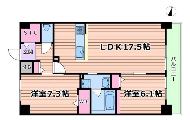 ジョワイユ新大阪(2LDK/9階)の間取り写真