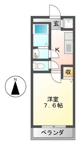 パーシモンフィールド(1K/2階)の間取り写真