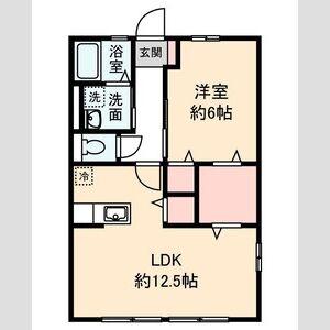 グリーンシード A棟(1LDK/1階)の間取り写真