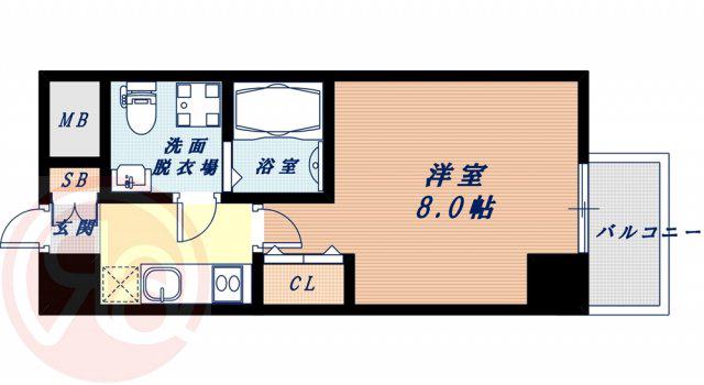 ザパーククロス阿波座(1K/10階)の間取り写真