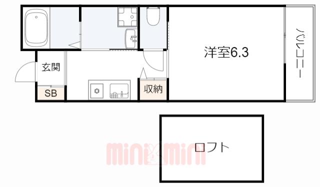 TENTREE神戸長田(1K/2階)の間取り写真