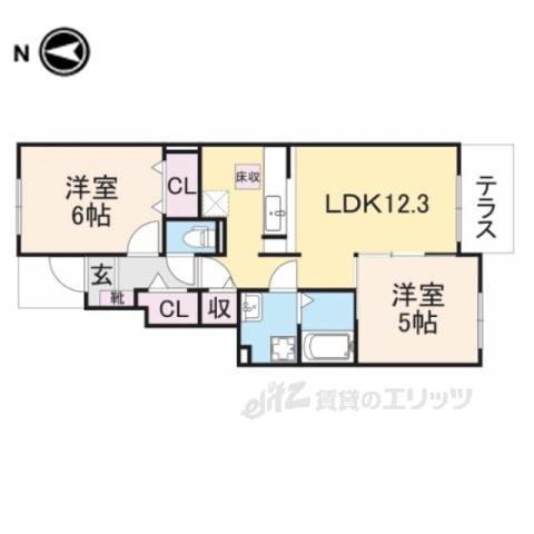アルブル ポルテ(2LDK/1階)の間取り写真