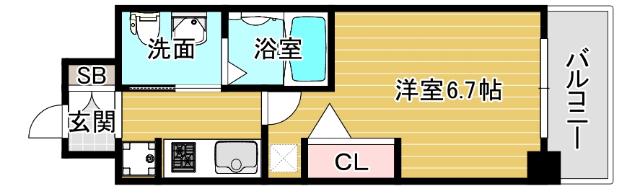エステムコート阿波座プレミアム(1K/13階)の間取り写真