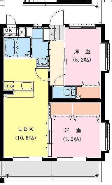 LACHIC(2LDK/3階)の間取り写真