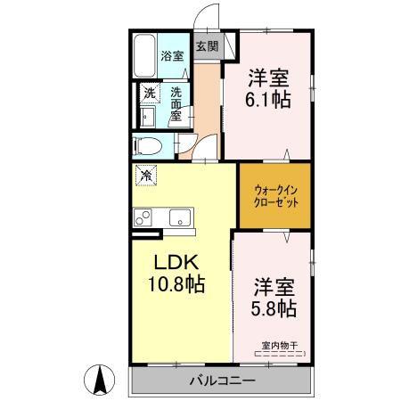 ベルティルミナス(2LDK/2階)の間取り写真