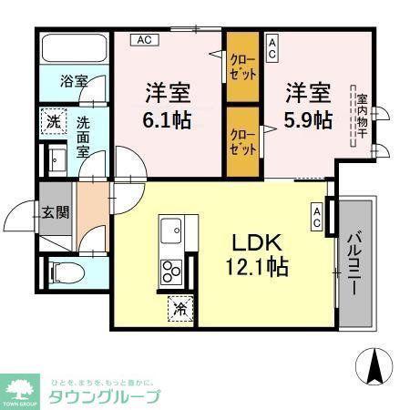 D-PRECIOUS深大寺東町(2LDK/3階)の間取り写真