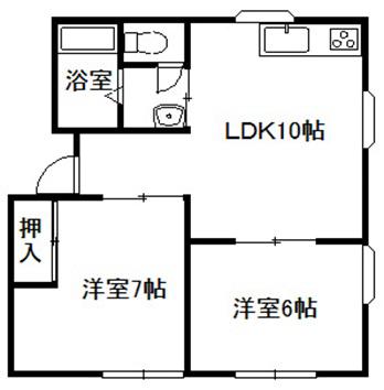 コーポラスB(2LDK/2階)の間取り写真