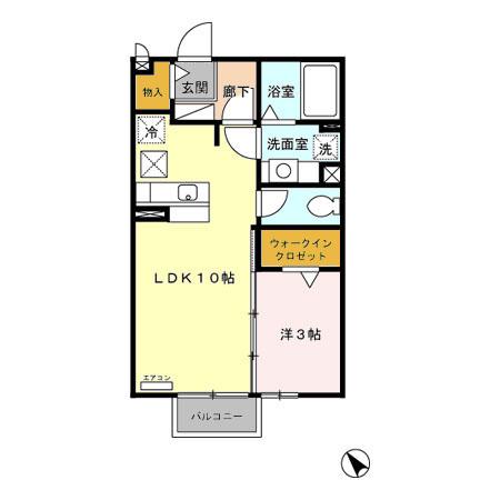 ラフィネアージュ(1LDK/1階)の間取り写真