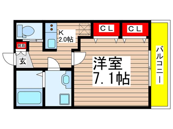 REO´S習志野台06(1K/2階)の間取り写真
