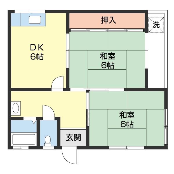 シマモトコーポ(2DK/2階)の間取り写真