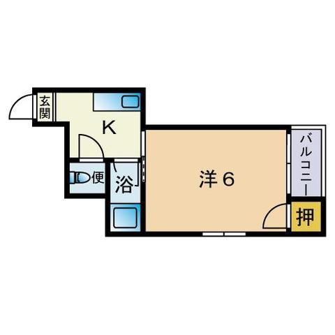 スカイハイツ高宮5(1K/2階)の間取り写真
