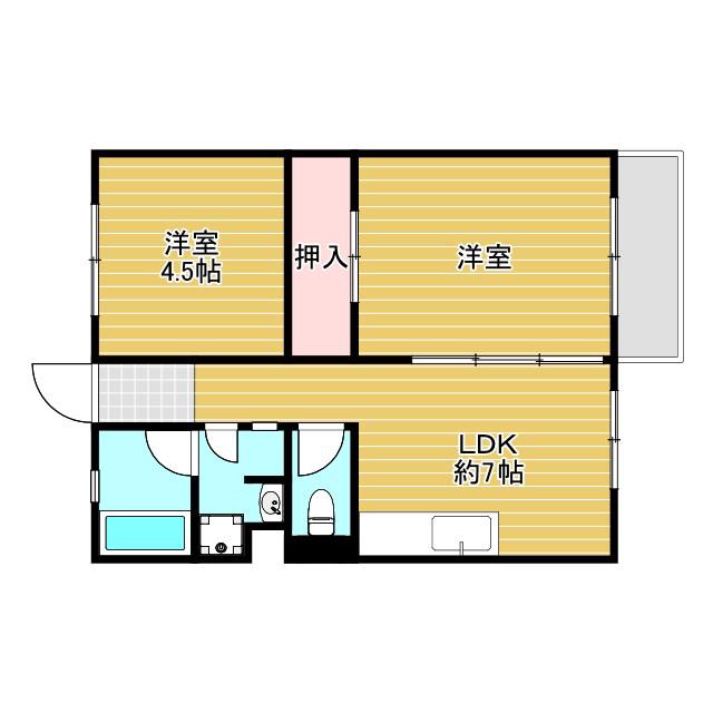 シャトレー石澄PART1(2LDK/1階)の間取り写真