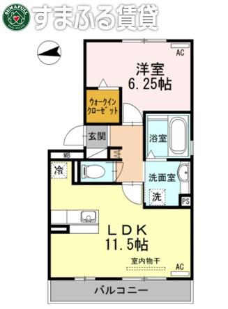 カサ・ルーチェII(1LDK/3階)の間取り写真