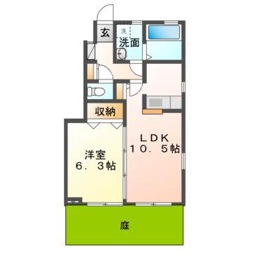 グレイス プレジオ(1LDK/1階)の間取り写真