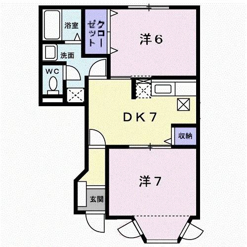 メゾンドアヴェニューE(2DK/1階)の間取り写真