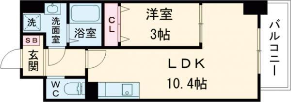 リアライズ堺宿院(1LDK/12階)の間取り写真