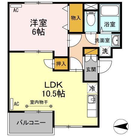 トリヴァンベール蓮根(1LDK/1階)の間取り写真