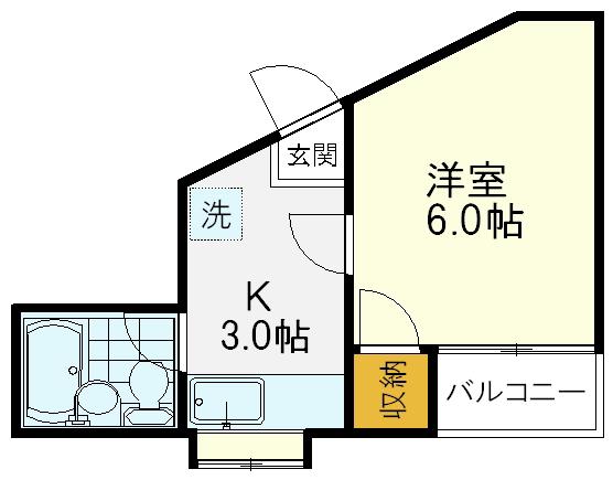 グリーンボックスI(1K/3階)の間取り写真